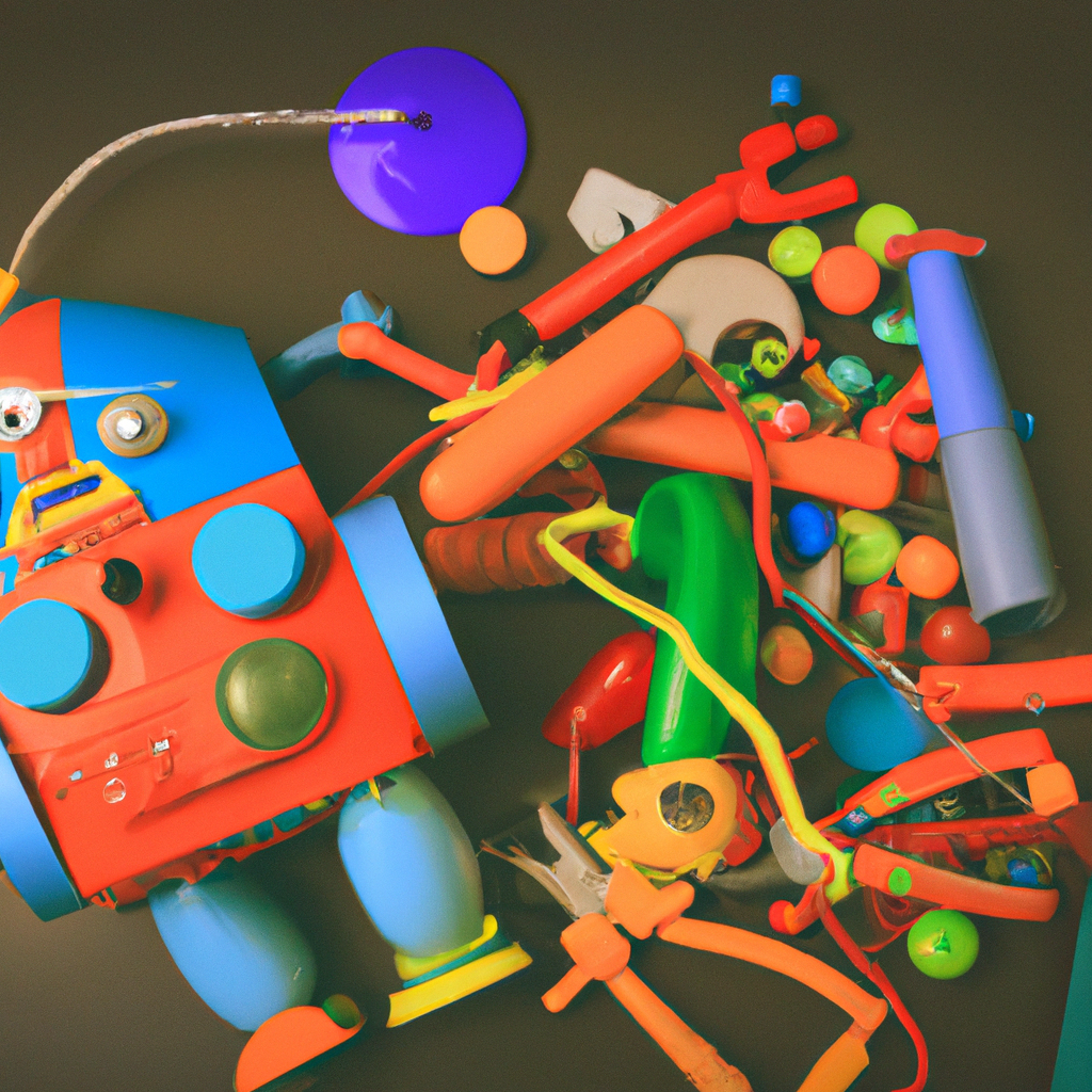 Atelier de robotique avec enfants, outils colorés et robots programmables sur une table lumineuse, haute définition