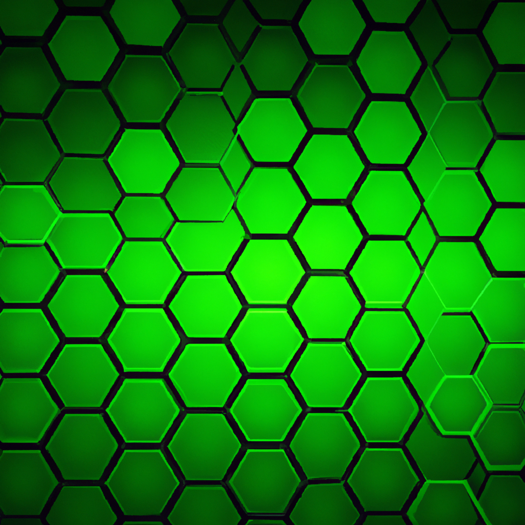 Arrière-plan abstrait hexagonal vert évoquant les circuits et la robotique